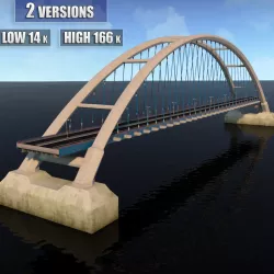 Suspended Arch Water Road Bridge 3D model
