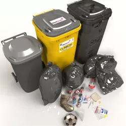 Wheelie Bin Kit With Rubbish 3D model