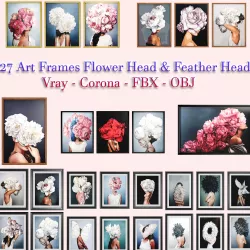 27 Art Frames Flower Head And Feather Head 3D model