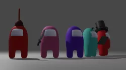 Among Us Low Poly Rigged Characters Low-poly 3D model
