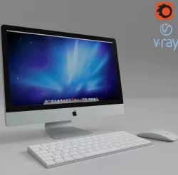 Apple Mac computer keyboard and mouse 3D model 3D model