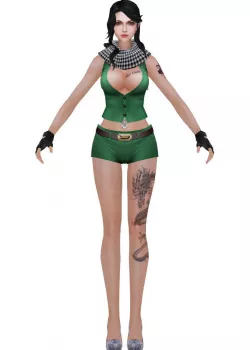 Army female character handpainted lowpoly Low-poly 3D model