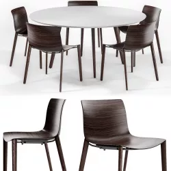Arper Catifa 53 Wood Legs and Gher Table 3D model