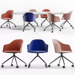 Arper Cila Armchair Trestle Fixed and Meety Plasic Table 3D model