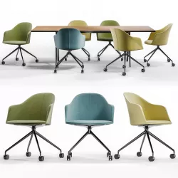 Arper CILA ARMCHAIR TRESTLE FIXED and MEETY Wood Table 3D model