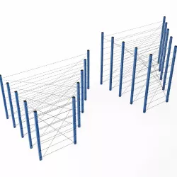 Barbed wire fencing 3D model