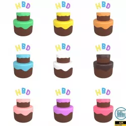 Birthday Cake V1 Pack 01 Low-poly 3D model