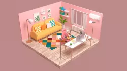 BJRoom Low-poly 3D model