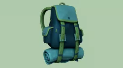 Blue Camping Backpack - Character Costume Low-poly 3D model