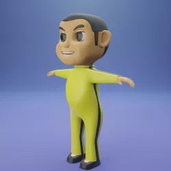 Boy Child in Bruce Lee suit Cute Character Cartoon 3D Model 3D model