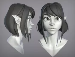 Cartoon female character Elf base mesh 3D model