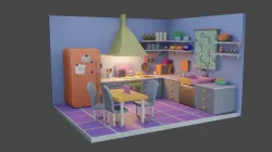 cartoon kitchen low poly models Low-poly 3D model
