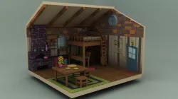 Cartoon Low Poly 3D House Low-poly 3D model