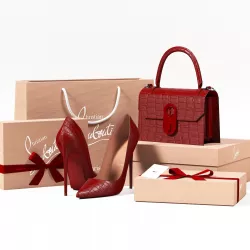 Christian Louboutin Red Alligator Shoes and Bag Gift Packaging 3D model