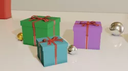 Christmas and New Year Gift Box Low-poly 3D model