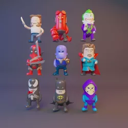 Classic Superhero Pack 3D model Low-poly 3D model