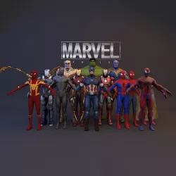 Classic Superhero Pack 3D model Low-poly 3D model