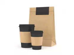 Craft Paper Bag and Cups 3D model