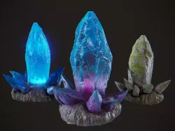Crystals Pack Low-poly 3D model