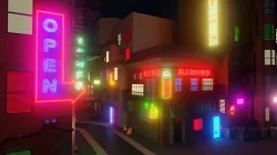 Cyberpunk neon buildings  Low-poly 3D model