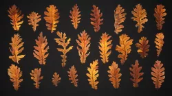 Dead Oak Leaves 4K Scanned Low-poly 3D model
