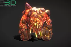 Fantasy RPG Fire Golem Low-poly 3D model
