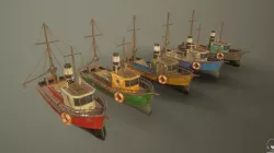Fisher boat Low-poly 3D model