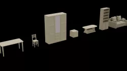 Furniture pack 7models Low-poly 3D model