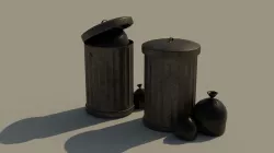 Garbage Can - Lowpoly Cyclinder Garbage Box   Low-poly 3D model