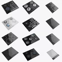 Gas Cooktop Collection 1 - 12 Models Low-poly 3D model