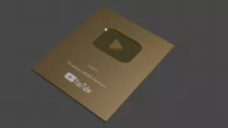golden YouTube button 3D model