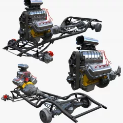 HotRod custom frame highpoly 3D model