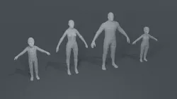 Human Body Base Mesh 3D Model Family Pack 1000 Polygons Low-poly 3D model