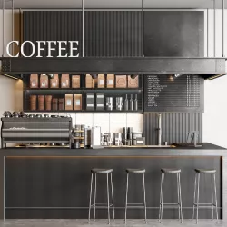 industrial coffee shop 3D model