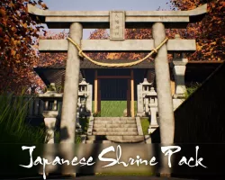Japanese Shrine Pack - 30 Modular PBR AAA-ready models Low-poly 3D model