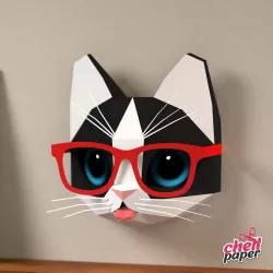 Kitten with glasses Low-poly 3D model