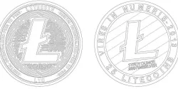 Litecoin LTC Detailed model 2D vector drawing logo 3D model