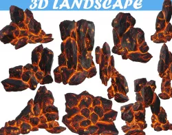 Low poly formation lava-texture Low-poly 3D model