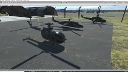 Low Poly game ready air field with helicopters and aircraft Low-poly 3D model