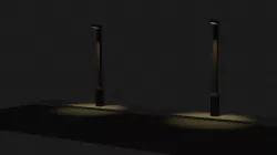 Low-Poly Street With Street Lamps Low-poly 3D model
