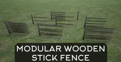 Lowpoly Modular Stick Fences Low-poly 3D model