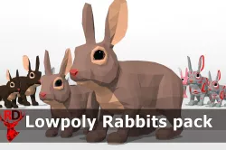LowPoly Rabbits pack Low-poly 3D model