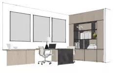 Modern Office Setup with Furniture and Decor 3D model