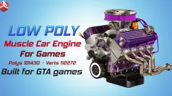 Muscle Car Engine - V8 Muscle Engine Four Low-poly 3D model