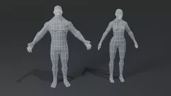 Muscular Human Body Base Mesh 3D Model Pack 1000 Polygons Low-poly 3D model