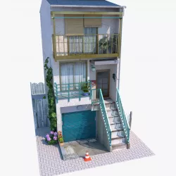 Narrow House Low-poly 3D model