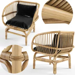 Nordal lounge chair natural rattan 3D model