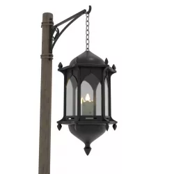 Old Gothic Lantern on Pole - with Candle 3D model