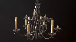 Old Medieval Chandelier with Candles Low-poly 3D model