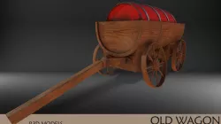  Old Wagon With Barrel Load 3D model